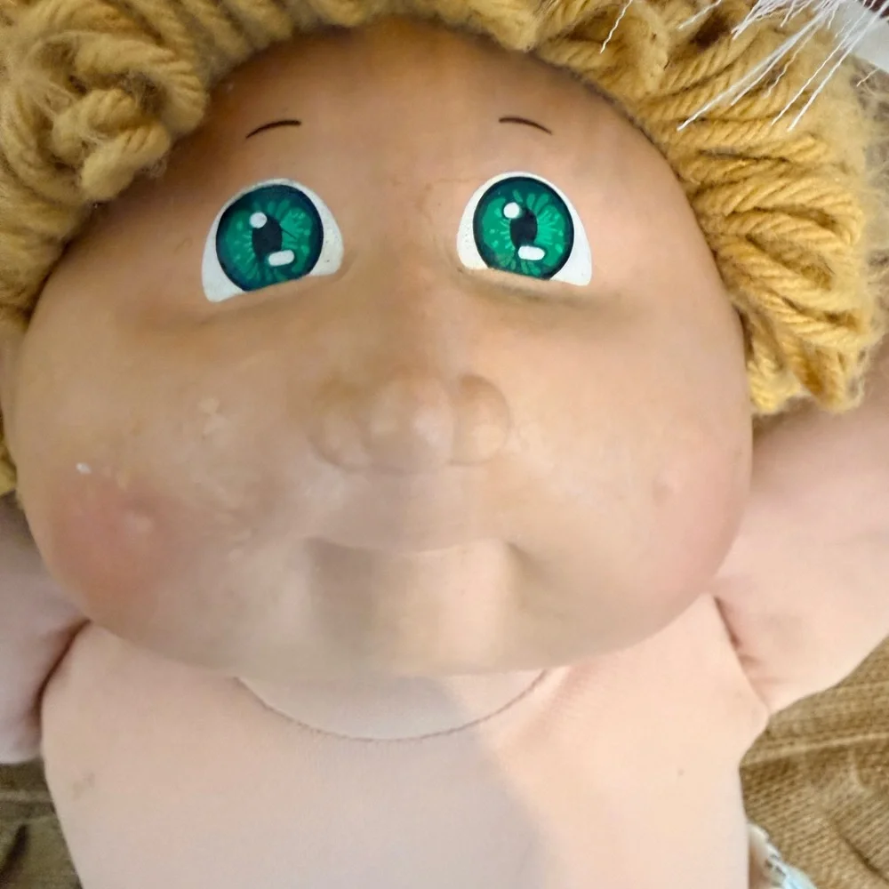 Vintage coleco 1978/82 Cabbage Patch Girl Doll Blonde Hair Green Eyes 16” GUC